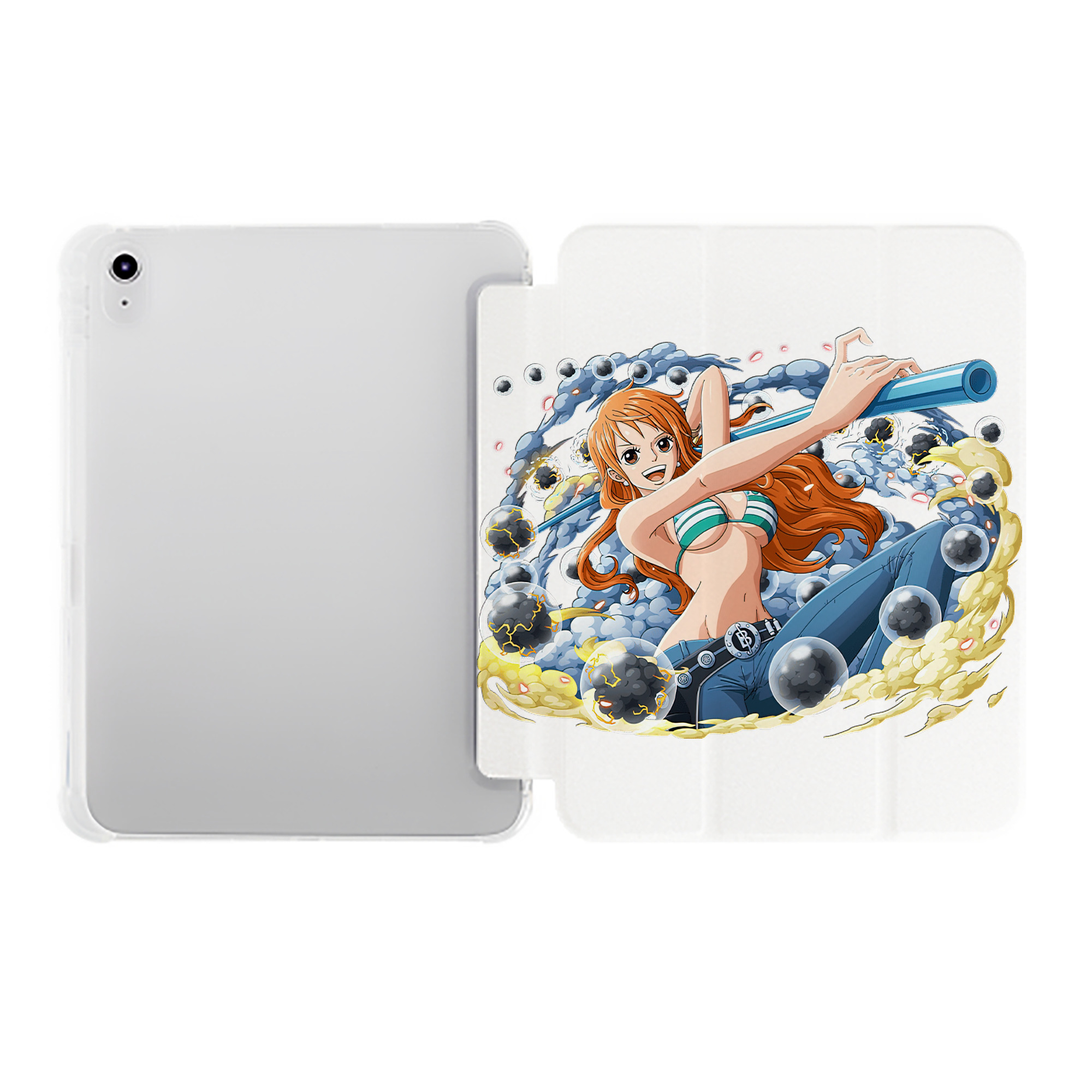 （画像用） ワンピース ナミ ONE PIECE Nami IPad ケース ペン収納付き 三つ折りスタンド PUレザー×シリコン 対応機種9.5/10.5/10.9インチ